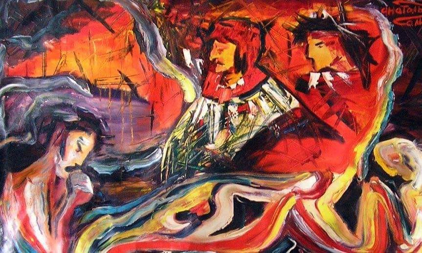 Dante and Virgil in Hell, 2004, Oil on canvas, Anatoliy Halytskyi