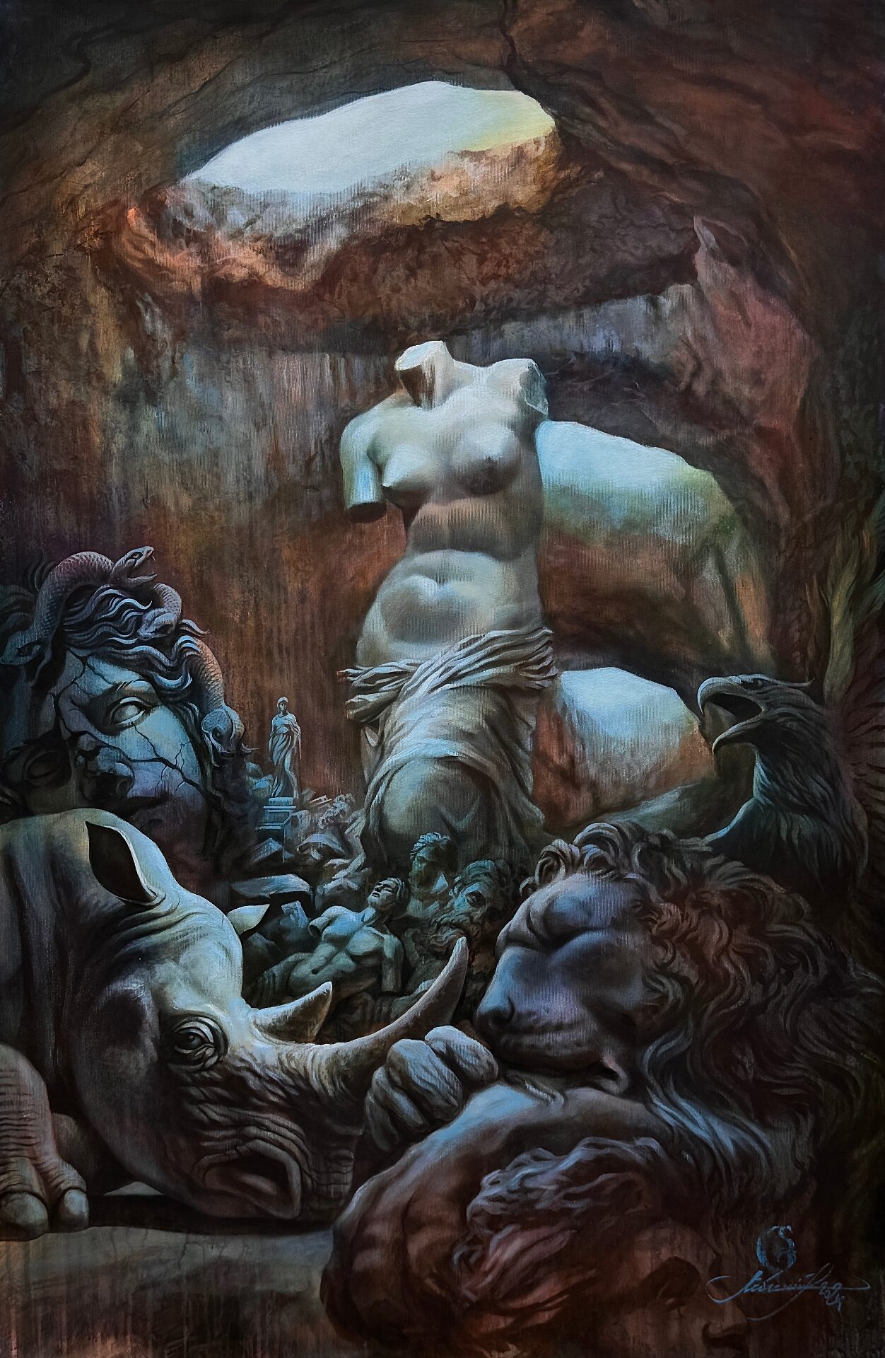 Cave of relics, 2024, Oil on canvas, Evgeniy Lapchenko