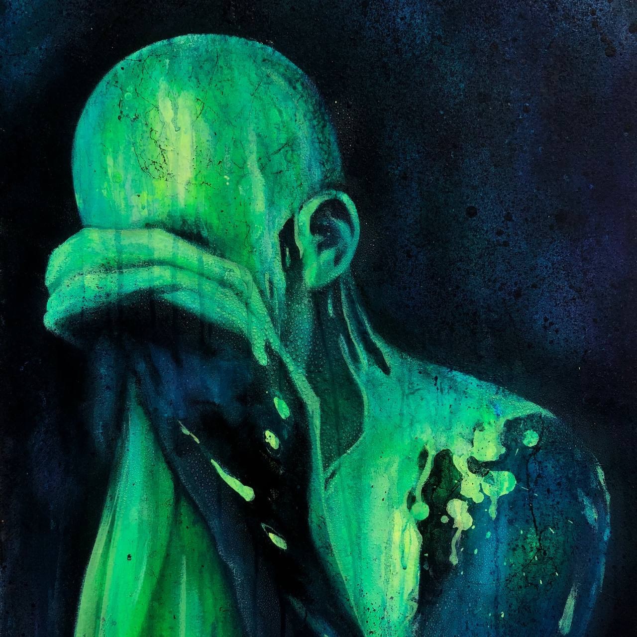 Sorrow, in chartreuse, 2023, Acrylic on canvas, Evgeniy Lapchenko