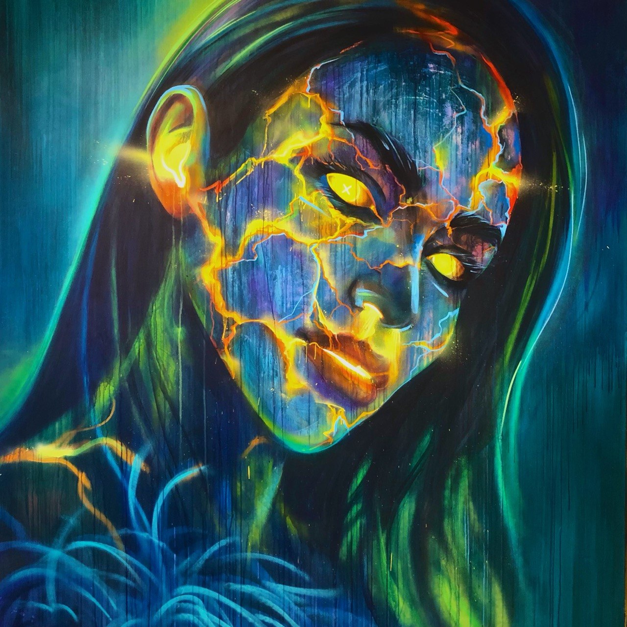 Icon, cracked gold, 2024, Oil on canvas, Evgeniy Lapchenko