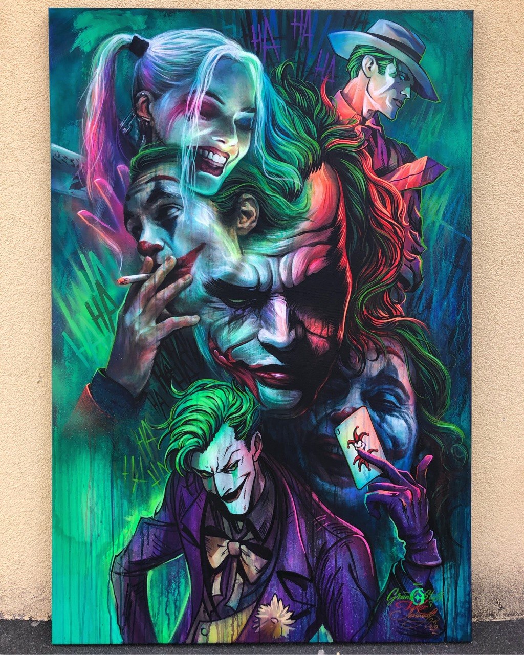 Jokers, four faces, 2024, Oil on canvas, Evgeniy Lapchenko