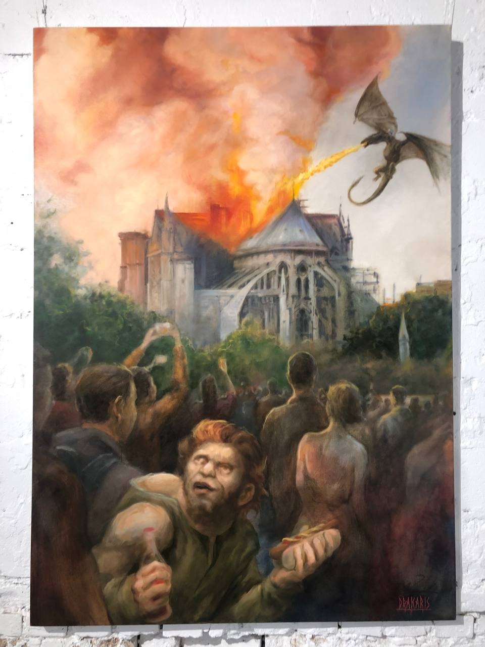 Drakaris, Notre-Dame, 2023, Oil on canvas, Evgeniy Lapchenko