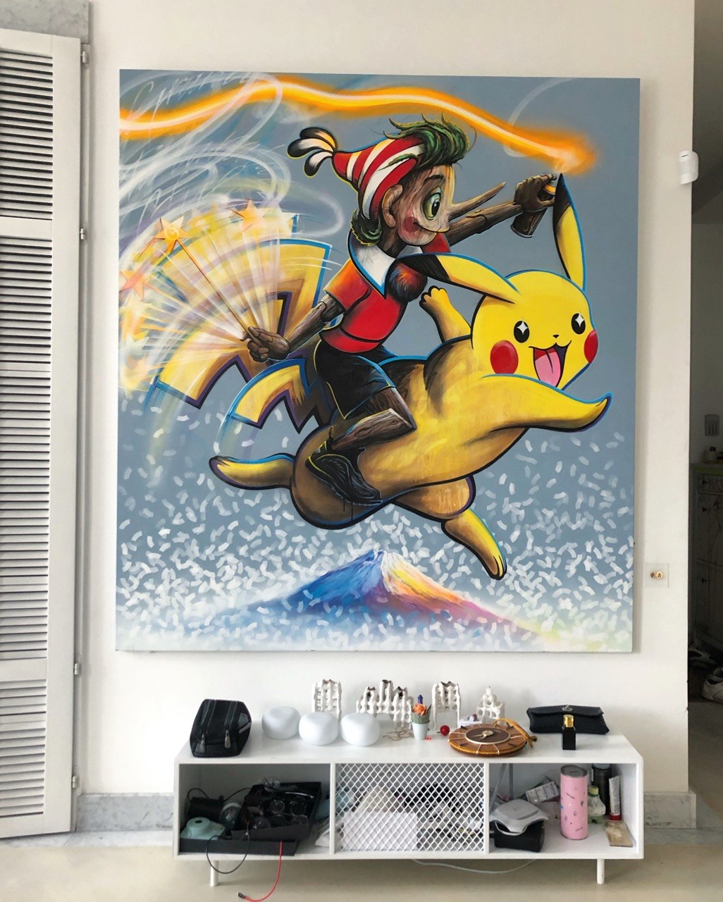 Pinocchio rides, 2023, Oil on canvas, Evgeniy Lapchenko